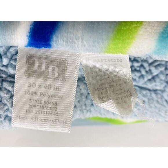 HB Hudson Baby Blue Green Yellow Sherpa Chevron Zig Zag Blanket Bay Stripe Teal - Picture 6 of 11